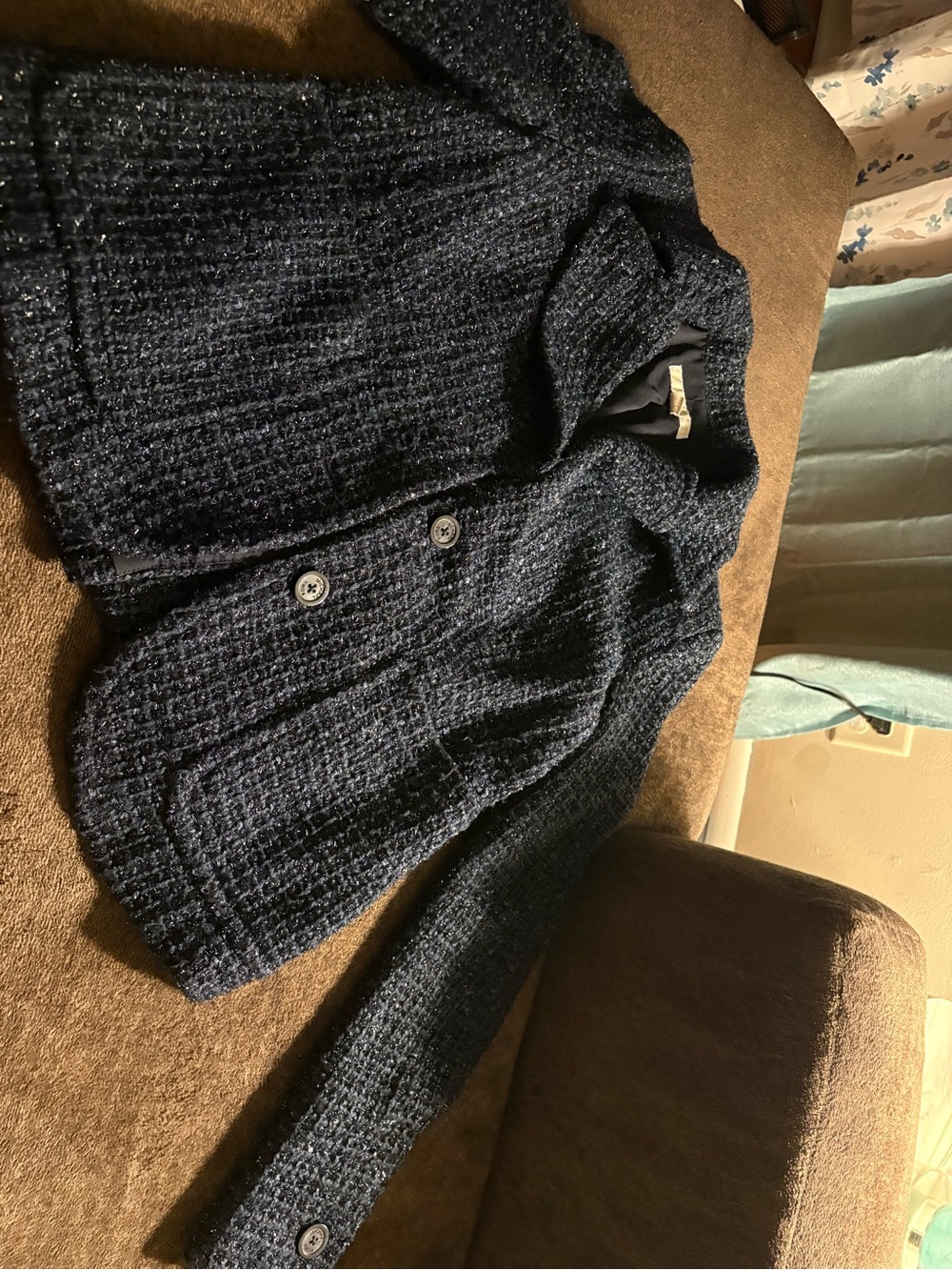 Michael Kors Dark Navy Bouclé Blazer Jacket